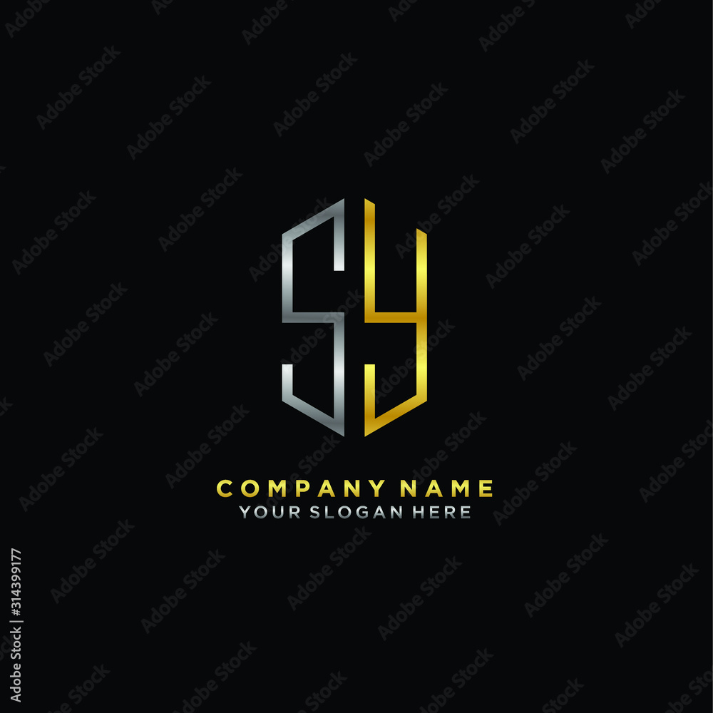 letter SY Minimalist style of gold and silver. luxury minimalist logo for business letter SY Minimalist style of gold and silver. luxury minimalist logo for business