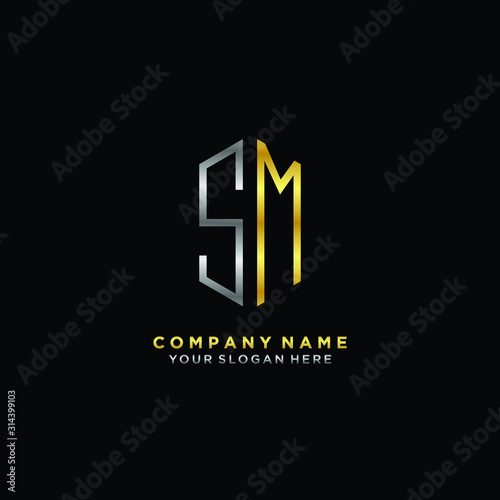 letter SM Minimalist style of gold and silver. luxury minimalist logo for business