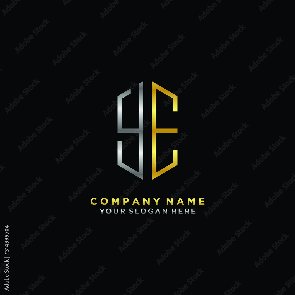 letter YE Minimalist style of gold and silver. luxury minimalist logo for business