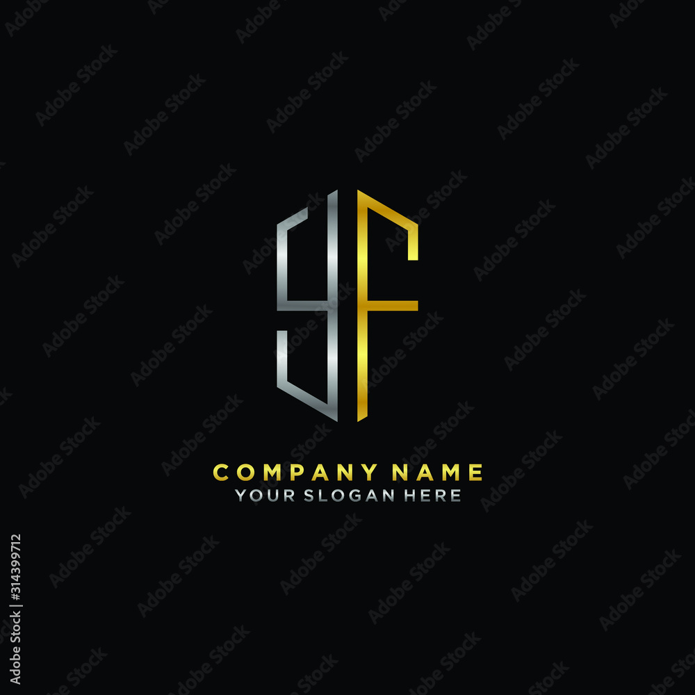 letter YF Minimalist style of gold and silver. luxury minimalist logo for business letter YF Minimalist style of gold and silver. luxury minimalist logo for business