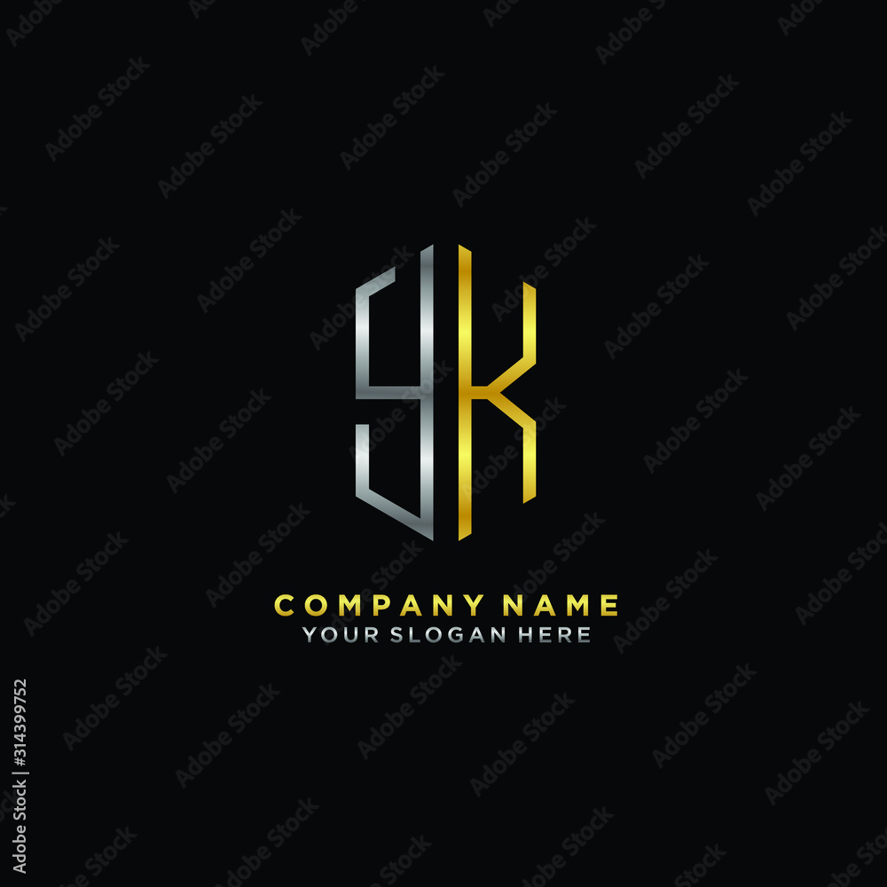 letter YK Minimalist style of gold and silver. luxury minimalist logo for business
