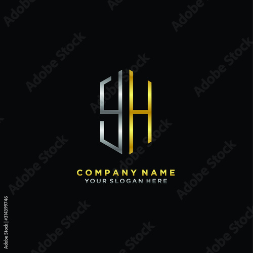 letter YH Minimalist style of gold and silver. luxury minimalist logo for business