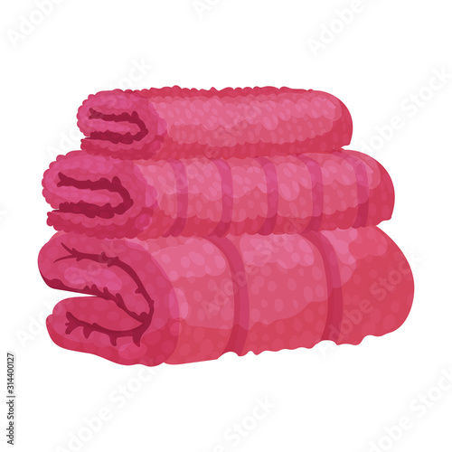 Folded Pile of Terry Towel Isolated on White Background Vector Item