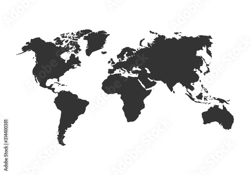 Simple blank vector world map. Modern style simple blank vector world map
