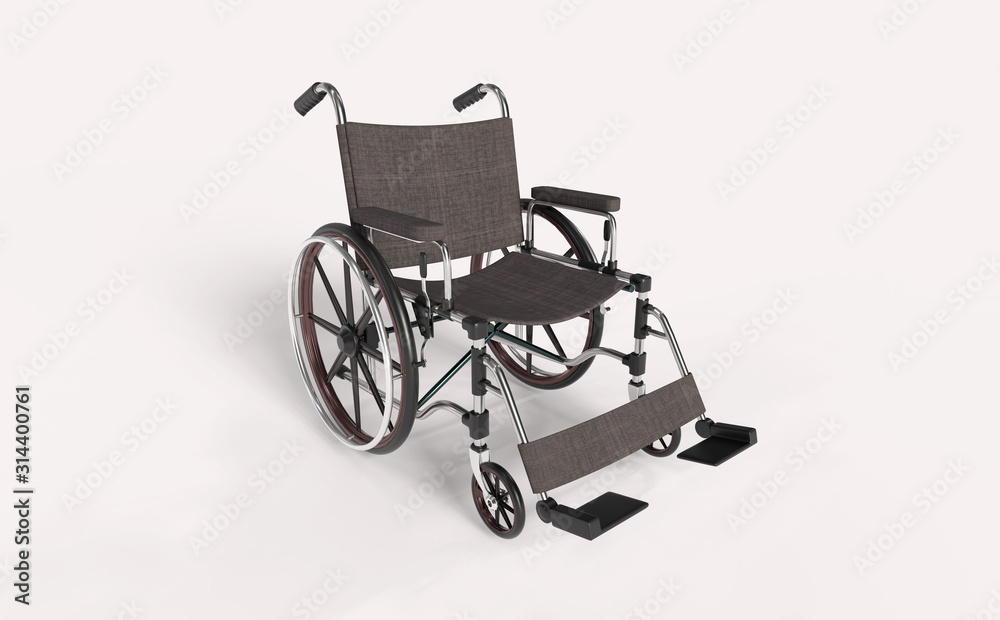 illustration, Wheelchair Isolated. 3D rendering