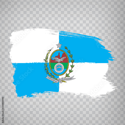 Flag of State Rio de Janeiro from brush strokes. Federal Republic of Brazil. Flag Rio de Janeiro of Brazil on transparent background for your web site design, logo, app, UI. Stock vector. Vector illus