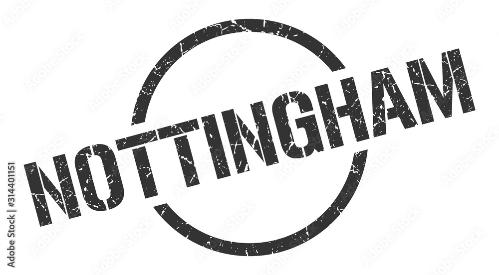 Nottingham stamp. Nottingham grunge round isolated sign Nottingham stamp. Nottingham grunge round isolated sign
