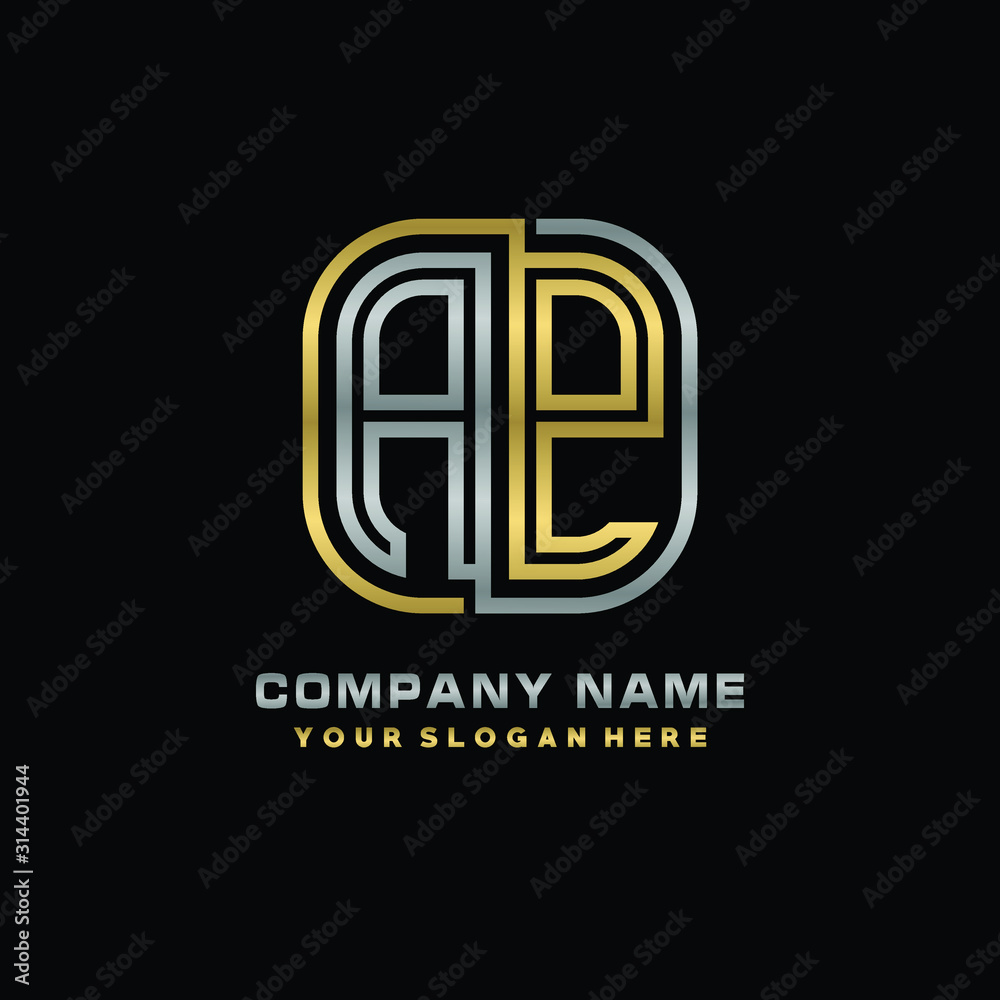 initial letter AP logo Abstract vector minimalist. letter logo gold and silver color initial letter AP logo Abstract vector minimalist. letter logo gold and silver color