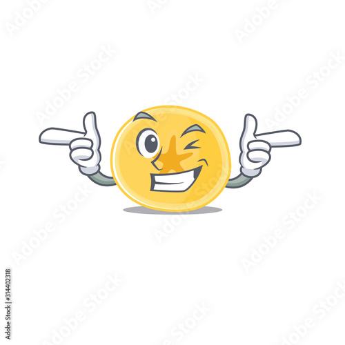 mascot cartoon design of banana chips with Wink eye
