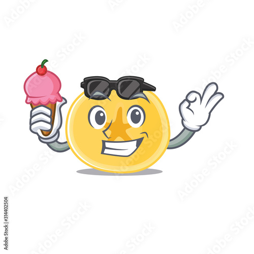 Banana chips mascot cartoon design with ice cream