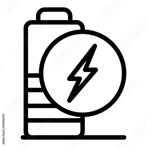 Low charge battery icon. Outline low charge battery vector icon for web design isolated on white background
