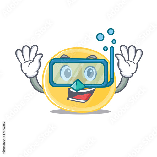 cartoon character of banana chips wearing Diving glasses