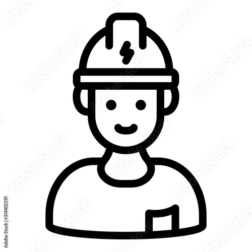 Electrician in helmet icon. Outline electrician in helmet vector icon for web design isolated on white background