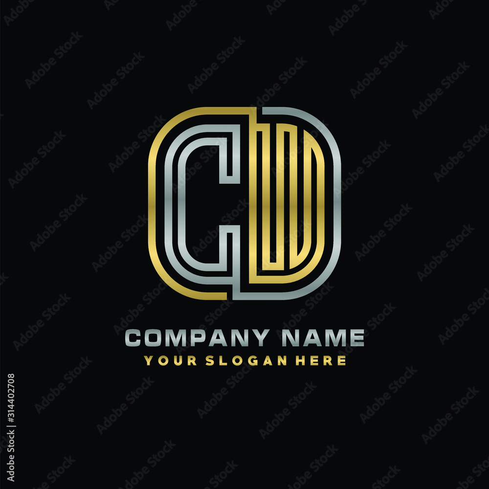 initial letter CW logo Abstract vector minimalist. letter logo gold and silver color initial letter CW logo Abstract vector minimalist. letter logo gold and silver color