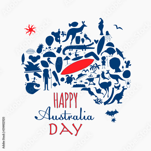 Happy Australian Day. Greeting card design