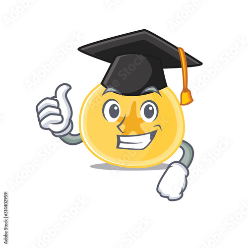happy and proud of banana chips wearing a black Graduation hat