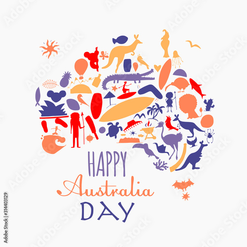 Happy Australian Day. Greeting card design