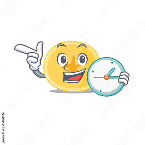 cartoon character style banana chips having clock