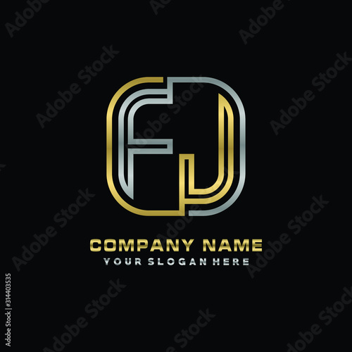 Free Download initial letter FJ logo Abstract vector minimalist. letter logo gold and silver color - GFXLoad