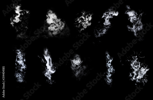 Dry ice smoke Floating in the air  black background