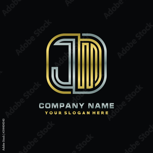 initial letter JM logo Abstract vector minimalist. letter logo gold and silver color