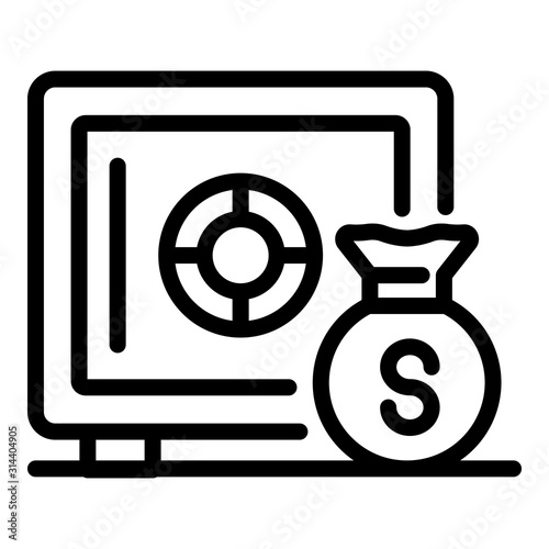 Money bag safe icon. Outline money bag safe vector icon for web design isolated on white background