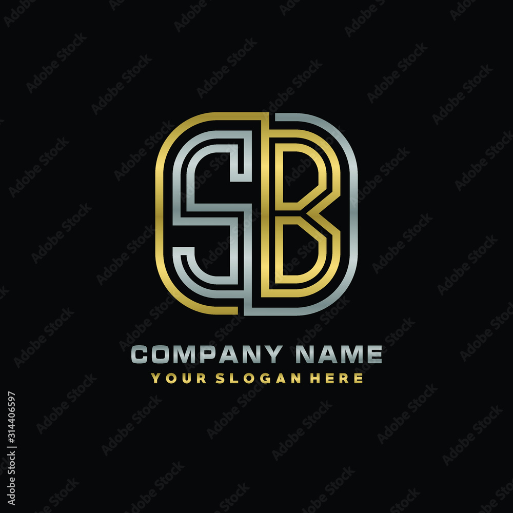 initial letter SB logo Abstract vector minimalist. letter logo gold and silver color initial letter SB logo Abstract vector minimalist. letter logo gold and silver color