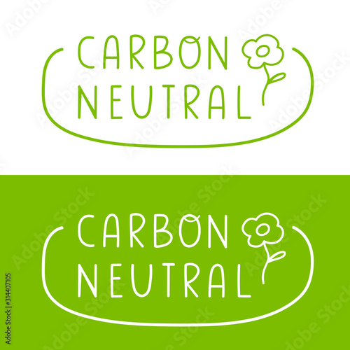 Carbon neutral. Badge vector illustrations on white and green background.