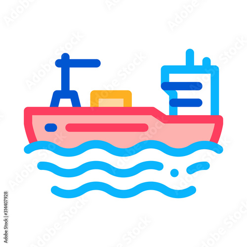 Tanker At Sea Icon Vector. Outline Tanker At Sea Sign. Isolated Contour Symbol Illustration