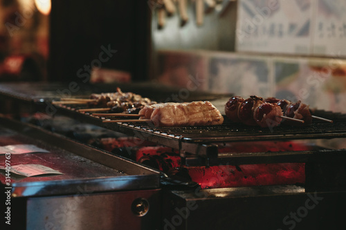 Japan Street Foods , Grilled and Hot , Japan Market Traditional , Side Angle.