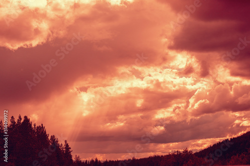 Evening dramatic sky at sunset. Natural background