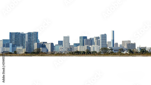 Japan building isolated panorama city view include clipping path on white background photo