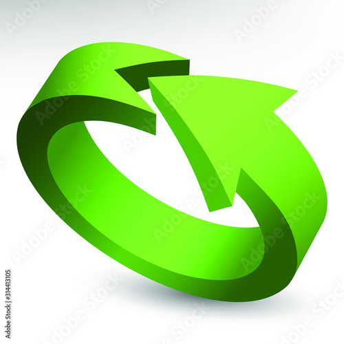 Vector 3d design rendering of moving green process arrow