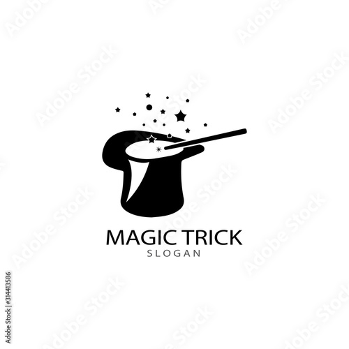 Illustration of magic hat with wand