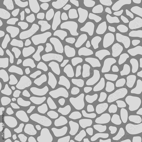 Vector seamless abstract pattern looking like natural stone pavers or leather. Light gray on gray.