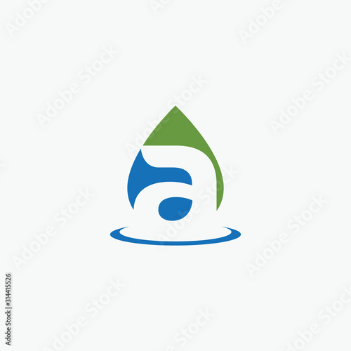Letter A negative space with water drop logo icon design template elements. Water liquid drop logo Letter A. Good to be used on Oil or Gas Company and or other luxury company -vector