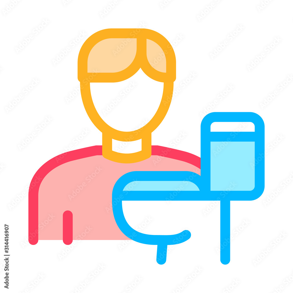 Man And Toilet Icon Vector. Outline Man And Toilet Sign. Isolated Contour Symbol Illustration