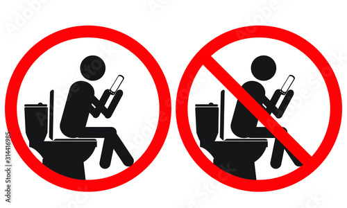Do not do in the bathroom, do not rise on the toilet, don't play in the bathroom, don't raise legs