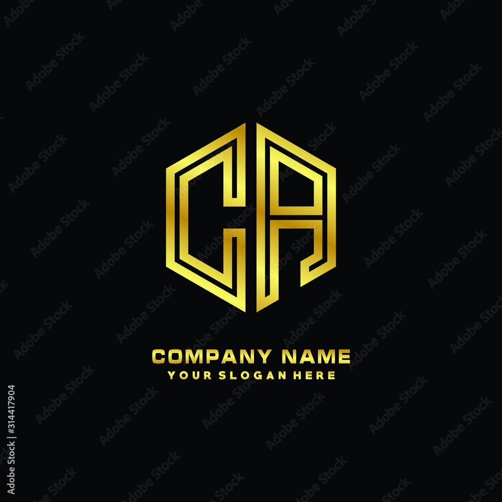 Initial letter CA, minimalist line art monogram hexagon logo, gold color Initial letter CA, minimalist line art monogram hexagon logo, gold color