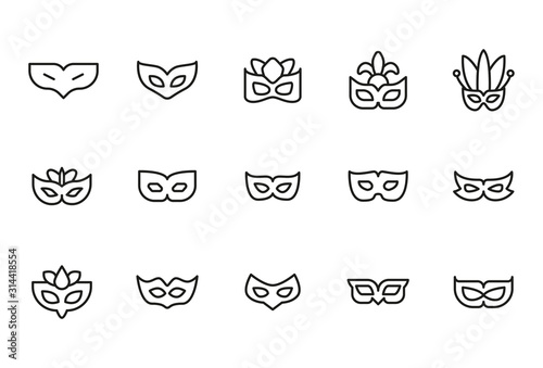 Stroke line icons set of eye mask.