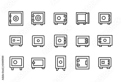 Set of safe related vector line icons. photo