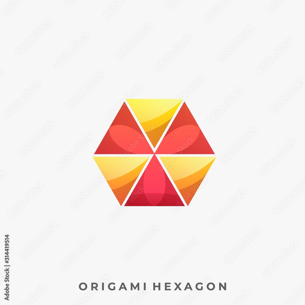 Origami Hexagon Illustration Vector Template Origami Hexagon Illustration Vector Template