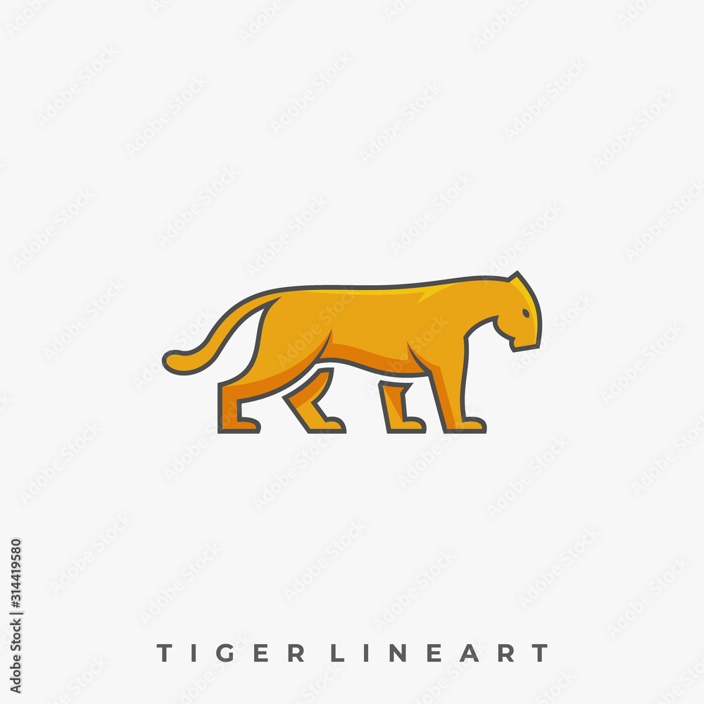 Tiger Walking Illustration Vector Template