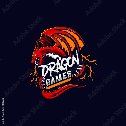 Amazing dragon esport gaming logo design