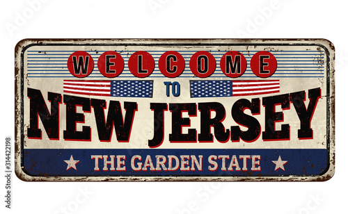 Welcome to New Jersey vintage rusty metal sign