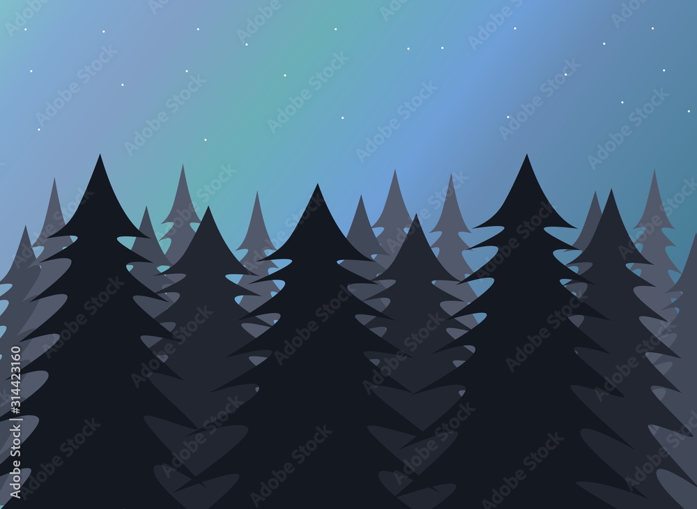 Obraz premium Northern lights - aurora borealis - above forest