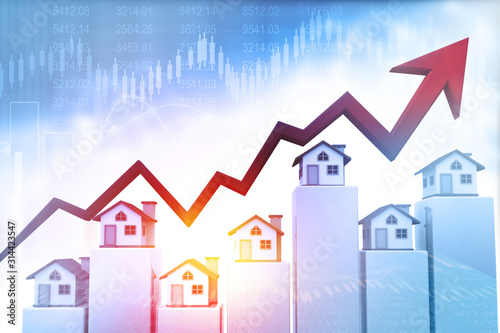 Slika na platnu Real estate business growth graph