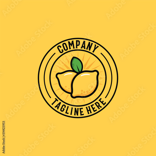 Lemon logo. Fresh lemon fruits on summer season. juice, citrus, lime, vector, drink, diet, creative, concept, design, element, florida, food, fresh, freshness, graphic, health, healthy