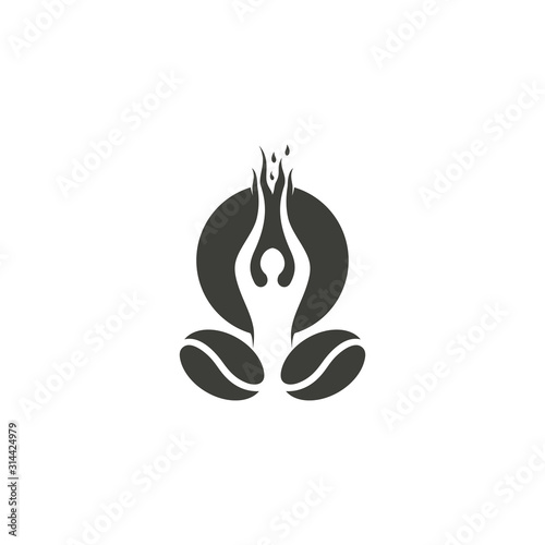 Yoga full of energy and coffee vector logo