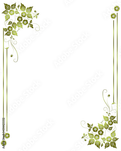 Frame with border, green flowers.